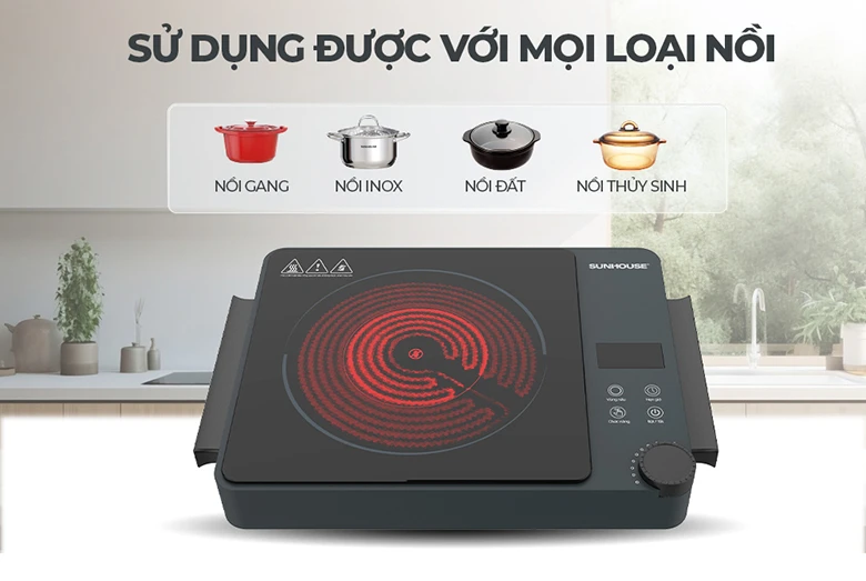 Bếp hồng ngoại Sunhouse SHD6022 - Sử dụng được với mọi loại nồi
