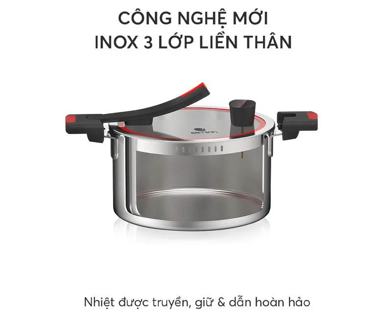 Bộ nồi Inox liền khối Elmich Milano EL-8091 - Công nghệ 3 lớp liền thân hiện đại
