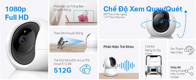 Camera WiFi TPLink Tapo C200 1080P 2MP An Ninh Gia Đình