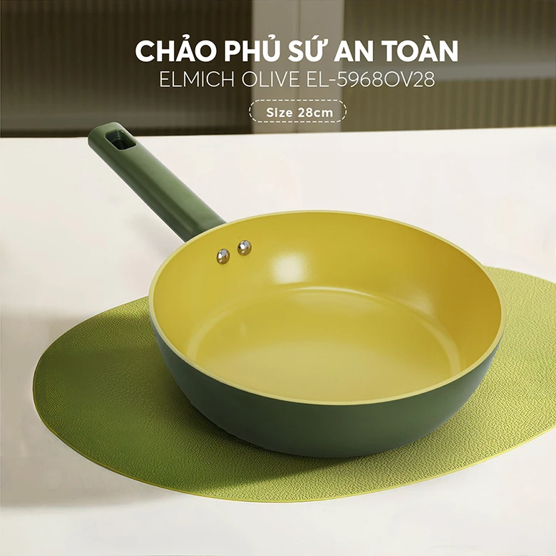 Chảo phủ sứ an toàn Elmich Olive EL-5968OV20 size 20cm