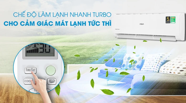 Chế độ Turbo - Điều hòa Aqua 1 chiều Inverter 17400 BTU AQA-KCRV18TK