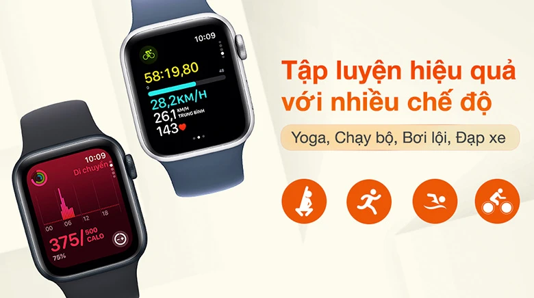 Hỗ trợ luyện tập -Đồng hồ Apple Watch SE (2023) GPS, 40mm, Starlight