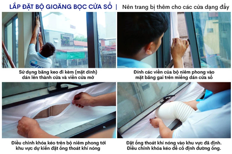Máy điều hoà di động thông minh FujiE MPAC12B - Cách lắp gioăng bọc cửa