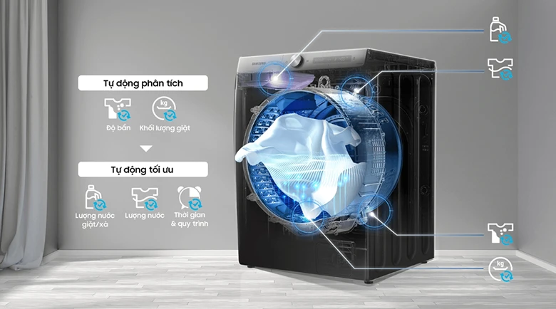 Máy giặt SAMSUNG WW12CGP44DSBSV 12 kg lồng ngang - Cảm biến thông minh AI Wash