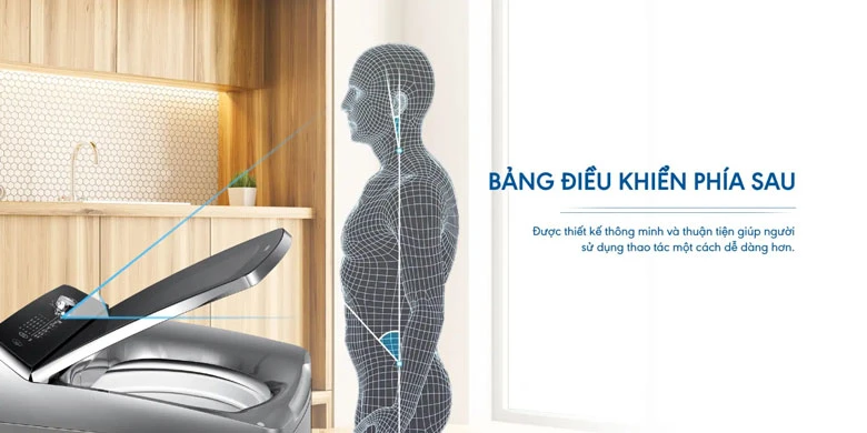 Máy giặt Aqua AQW-FR120HT.BK 12kg - Bảng điều khiển phía sau