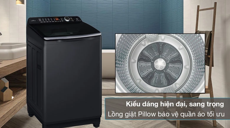 Máy giặt Aqua Inverter 12kg AQW-DR120HT.BK lồng đứng - Thiết kế hiện đại, thông minh