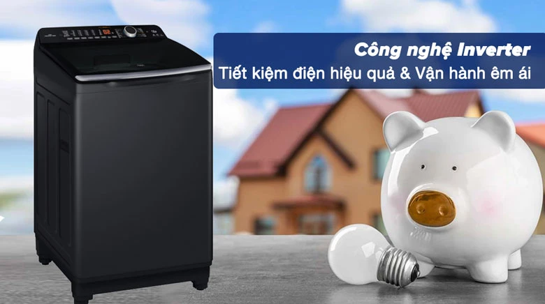 Máy giặt Aqua AQW-DR120HT.BK lồng đứng - Động cơ Inverter tiết kiệm điện năng
