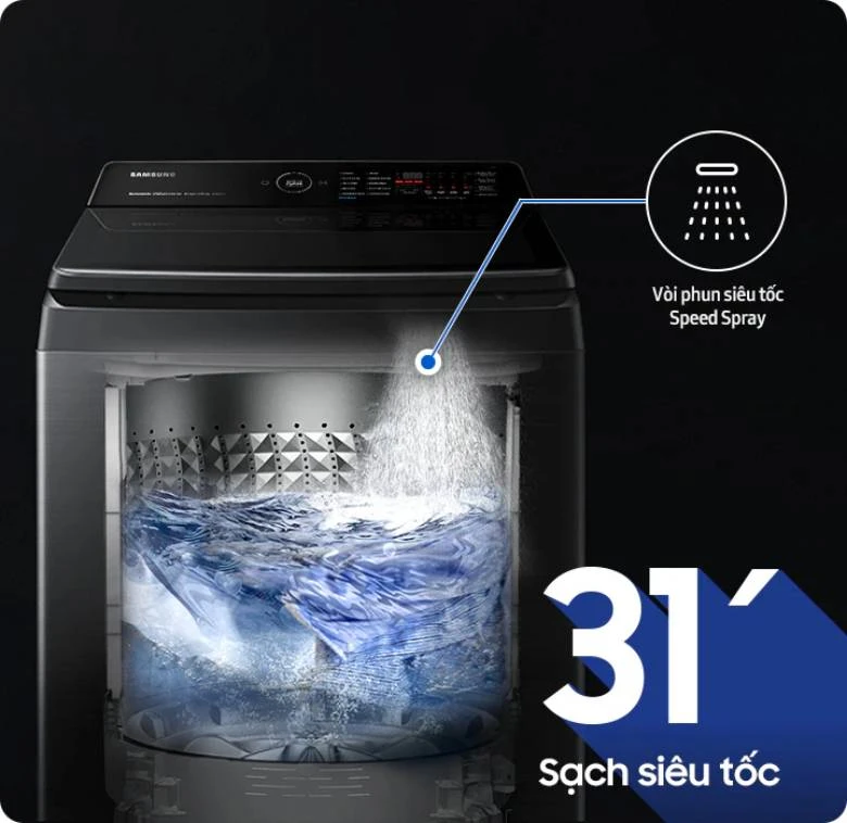 Chế độ giặt Super Speed của máy giặt Samsung WA80F15S5CSV