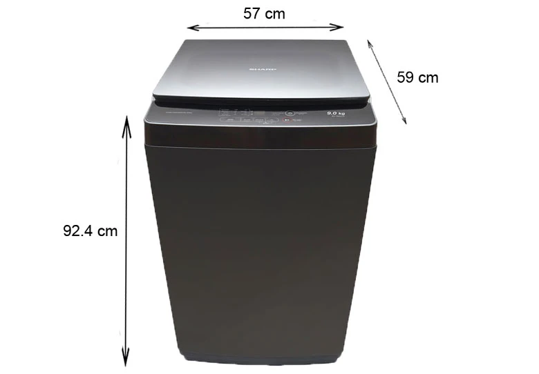 Máy giặt Sharp ES-Y90HV-S lồng đứng - Kích thước thực tế