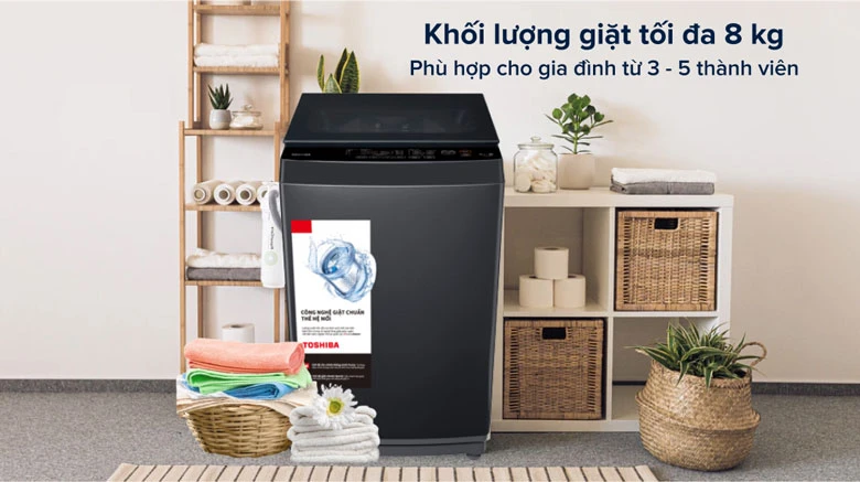 Máy giặt Toshiba 8kg AW-M905BV(MK) lồng đứng - Đáp ứng nhu cầu giặt tốt