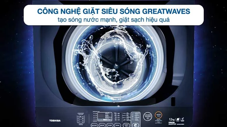 Máy giặt Toshiba Inverter 13 kg AW-DUM1400LV (MK) - Công nghệ Greatwaves