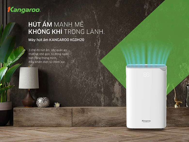 Máy hút ẩm Kangaroo KGDH20 hút ẩm mạnh mẽ nhiều tính năng nổi bật