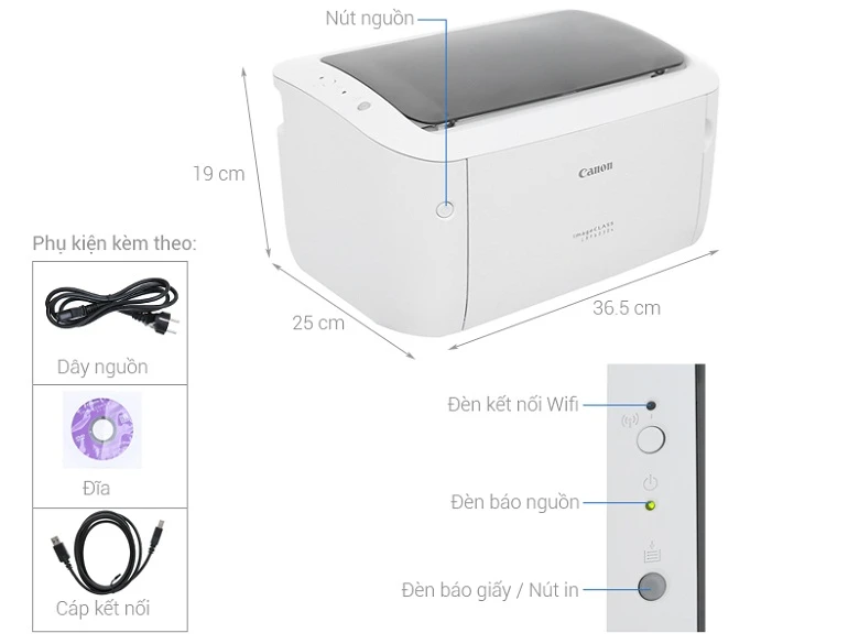 ảnh kích thước-Máy in laser Canon LBP6030W