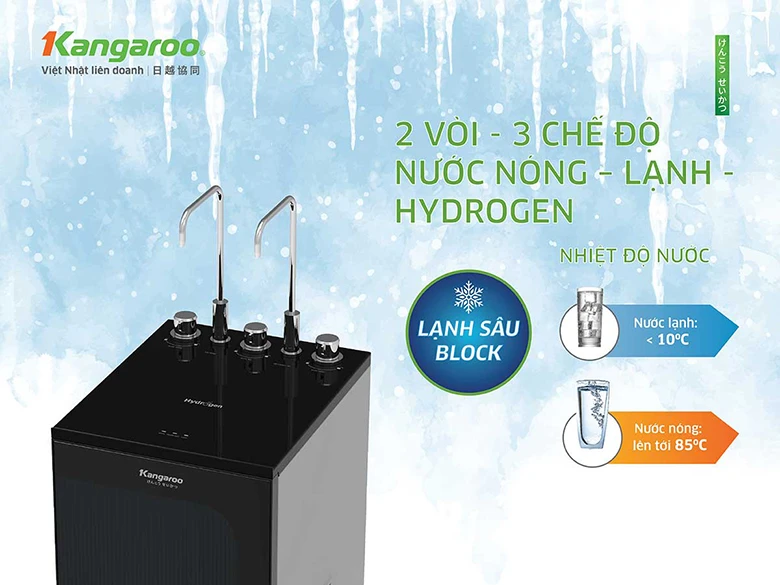 Máy lọc nước Kangaroo Hydrogen Infinity nóng lạnh KG10A16 10 lõi có 2 vòi nhưng 3 chế độ