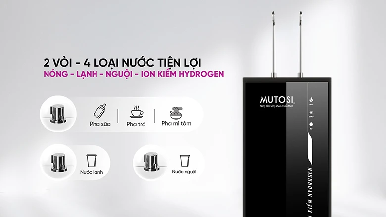 Máy lọc nước nóng lạnh nguội ION kiềm Hydrogen MP-S1021H có 4 loại nước tiện lợi