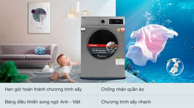 Máy sấy toshiba TD-H80SEV(SK) - Nhiều tiện ích thông minh