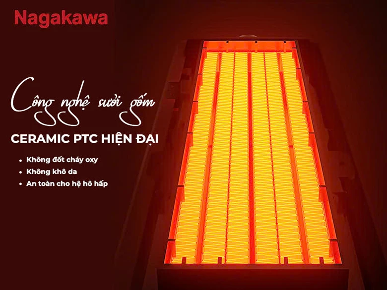 Máy sưởi gốm Nagakawa NEH8356 - Công nghệ sưởi PTC ceramic