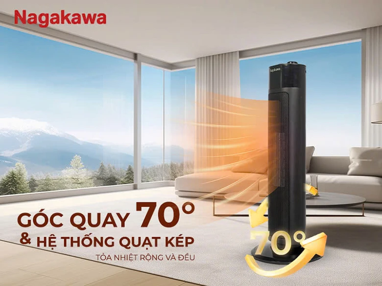Máy sưởi gốm Nagakawa NEH8356 - Vận hành êm ái, tiết kiệm điện