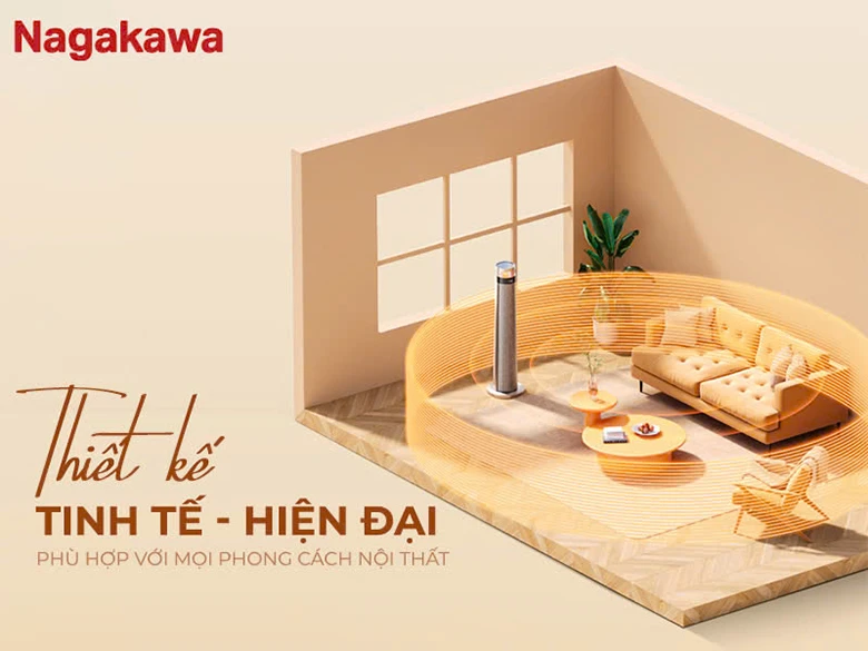 Máy sưởi gốm Nagakawa NEH8389 thiết kế nhỏ gọn, phù hợp cho mọi không gian