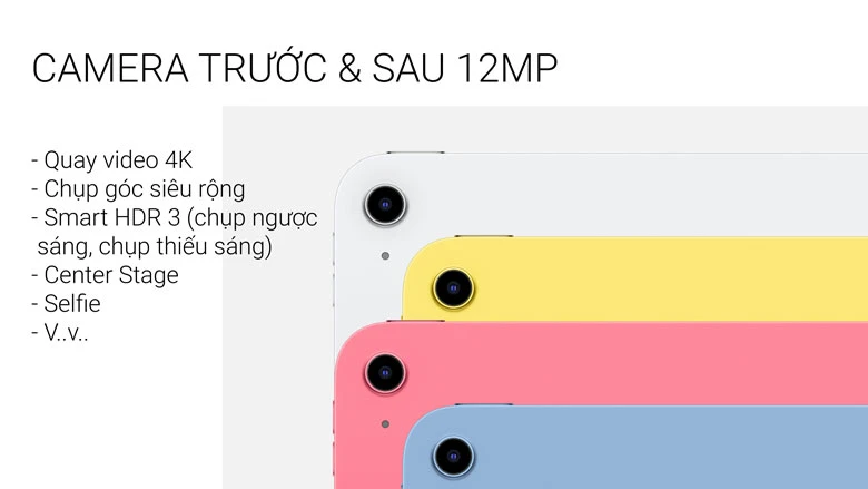 Máy tính bảng Apple iPad 10 2022 WiFi 64GB Blue MPQ13ZA/A - Camera 12MP + Tính năng quay chụp hiện đại
