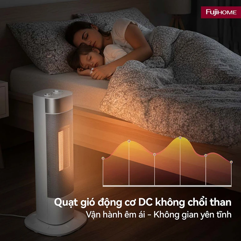 Vận hành êm ái - Quạt sưởi gốm Fujihome FH3100M