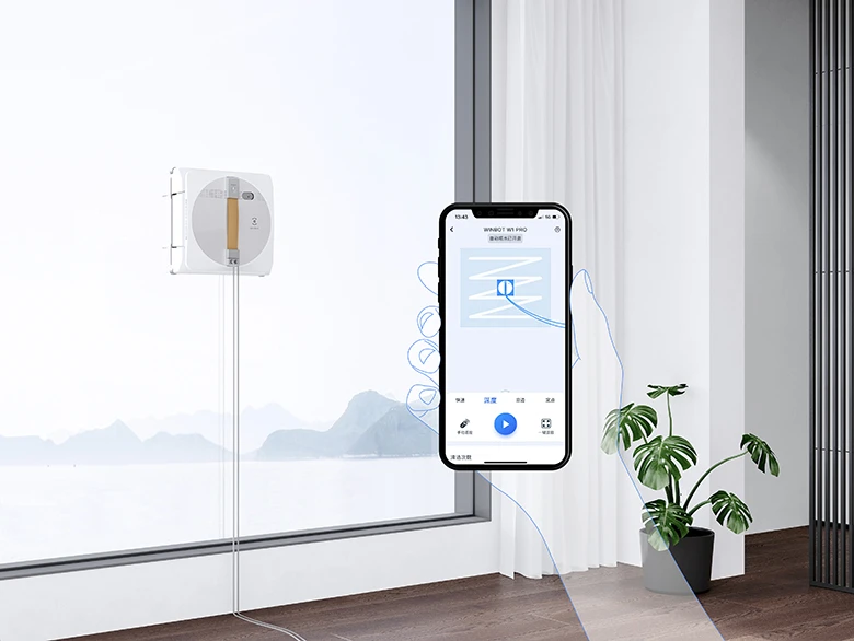 Robot lau kính Ecovacs Winbot W1 Pro ứng dụng ecovacs home