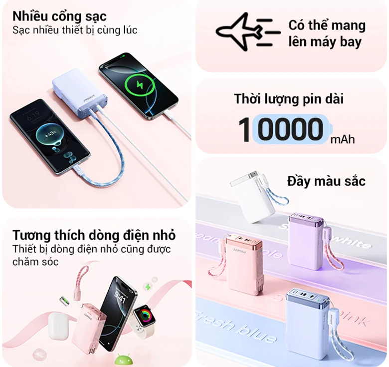 Sạc dự phòng Pisen Quick - High Power Box 30W 10000mAh (TS-D381) - Xanh Mộng Mơ