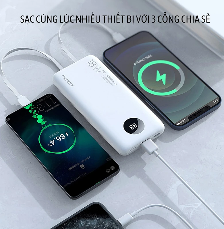 An toàn tối đa - Sạc dự phòng Pisen Quick PowerFo QP18 10500mAh TS-D296
