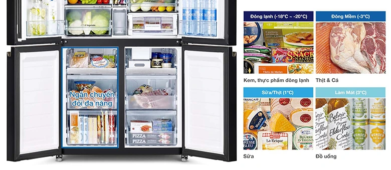 Tủ lạnh Hitachi Inverter 569 lít R-WB640VGV0(GBK) ngăn chuyển đổi đa năng