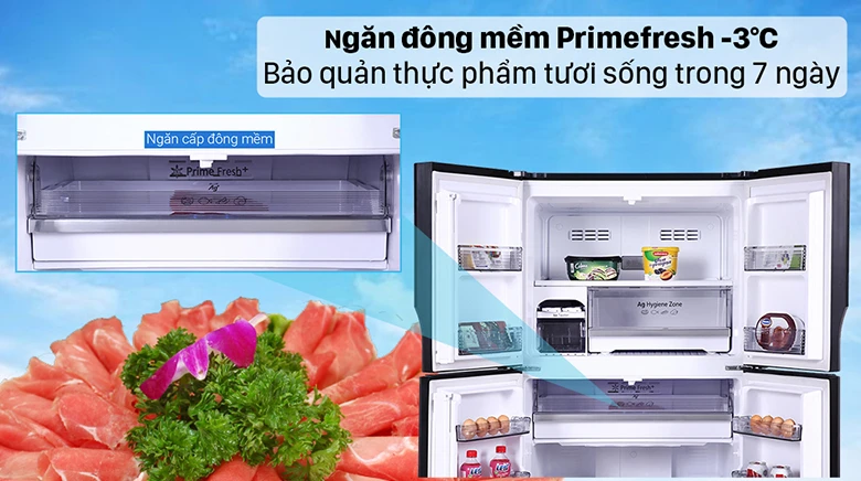 Tủ lạnh Panasonic 550l NR-DZ601VGKV có ngăn đông mềm -3 độ c bảo vệ thực phẩm tươi