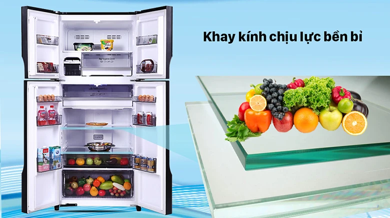 Tủ lạnh Panasonic 550l NR-DZ601VGKV có khay kính chịu lực tốt