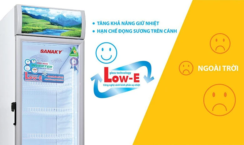 Tủ mát Sanaky 340 lít VH-408KL với cửa kính 2 lớp công nghệ Low E